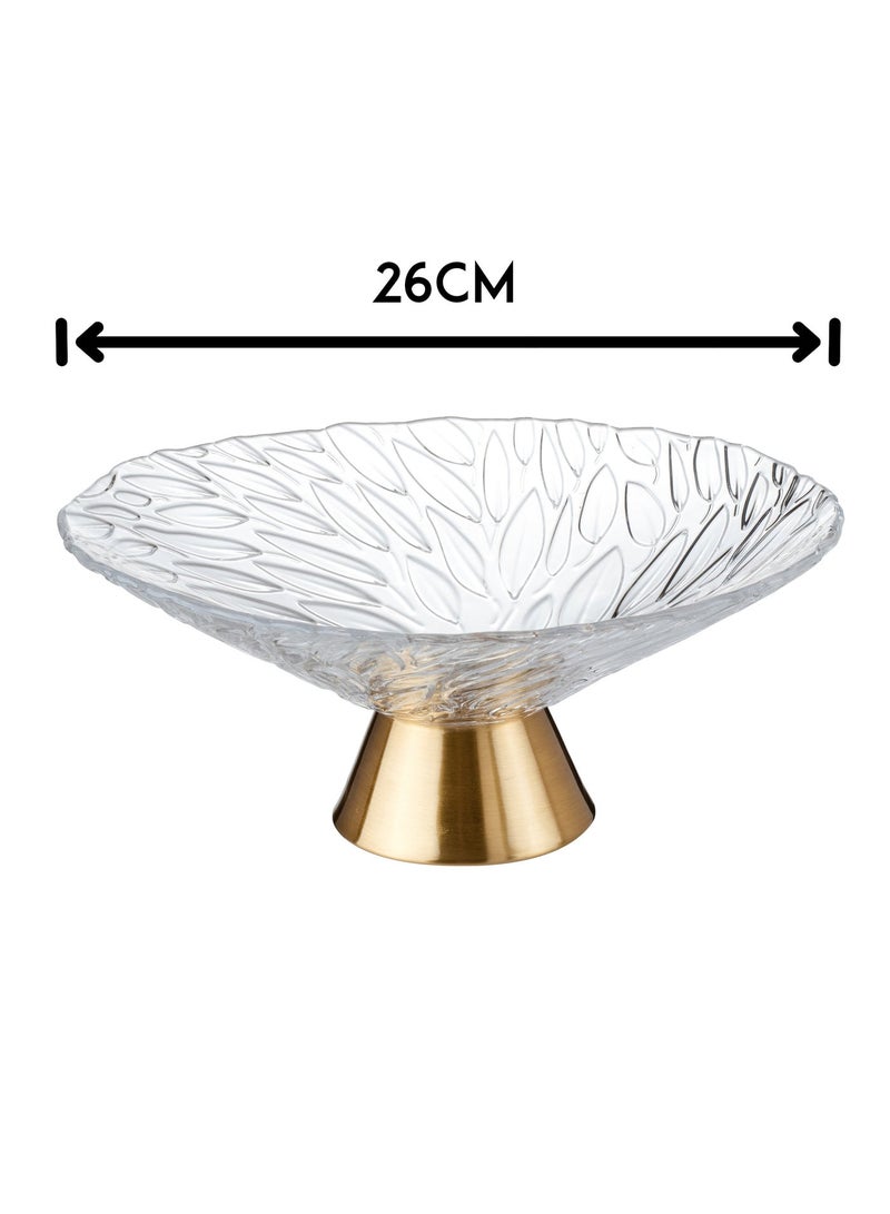 Dania A glass serving dish with a base for nuts, fruits, and all other servings Clear/Gold 26 cm - Image 4
